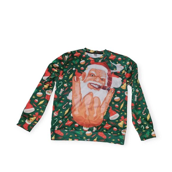 Bad Santa Christmas Shirt Ugly Sweater Large - Picture 1 of 2